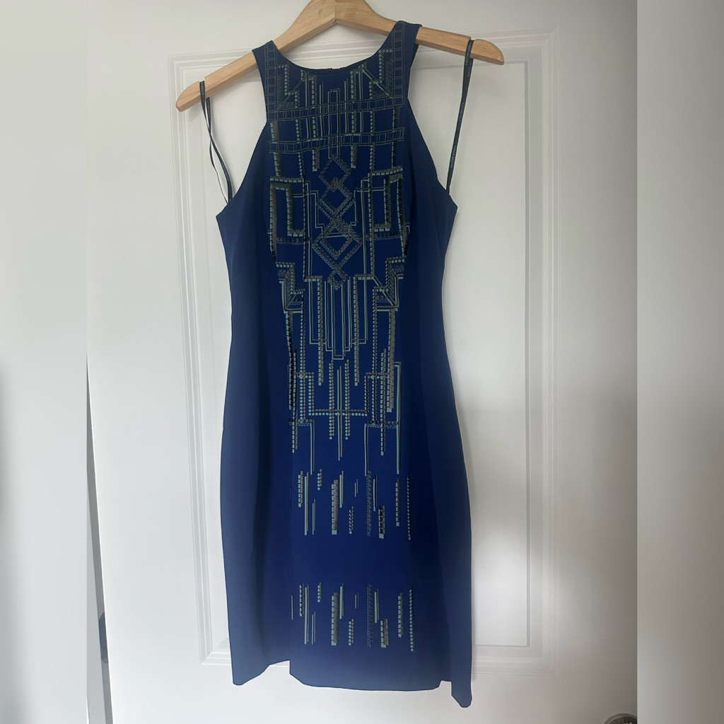 Karen Millen Elegant Blue Embellished Dress